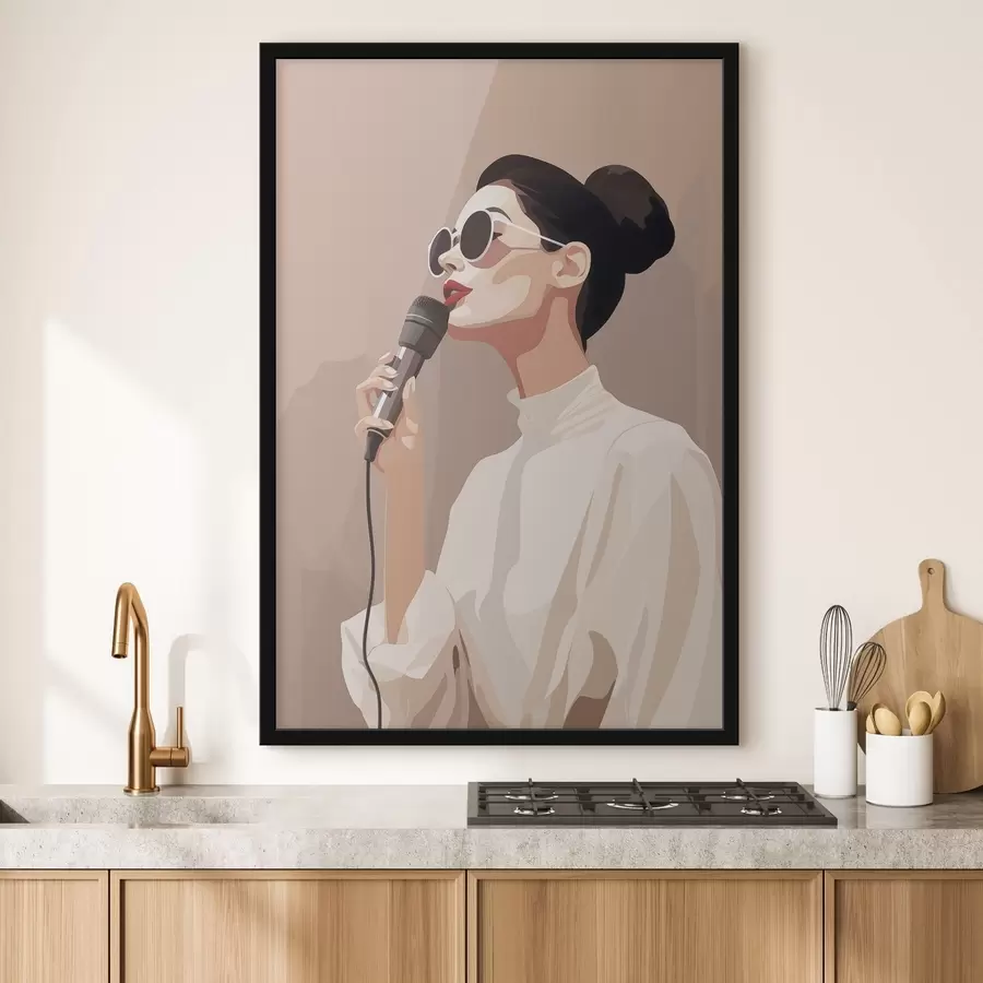 Fotobehang Meisje met microfoon f47409