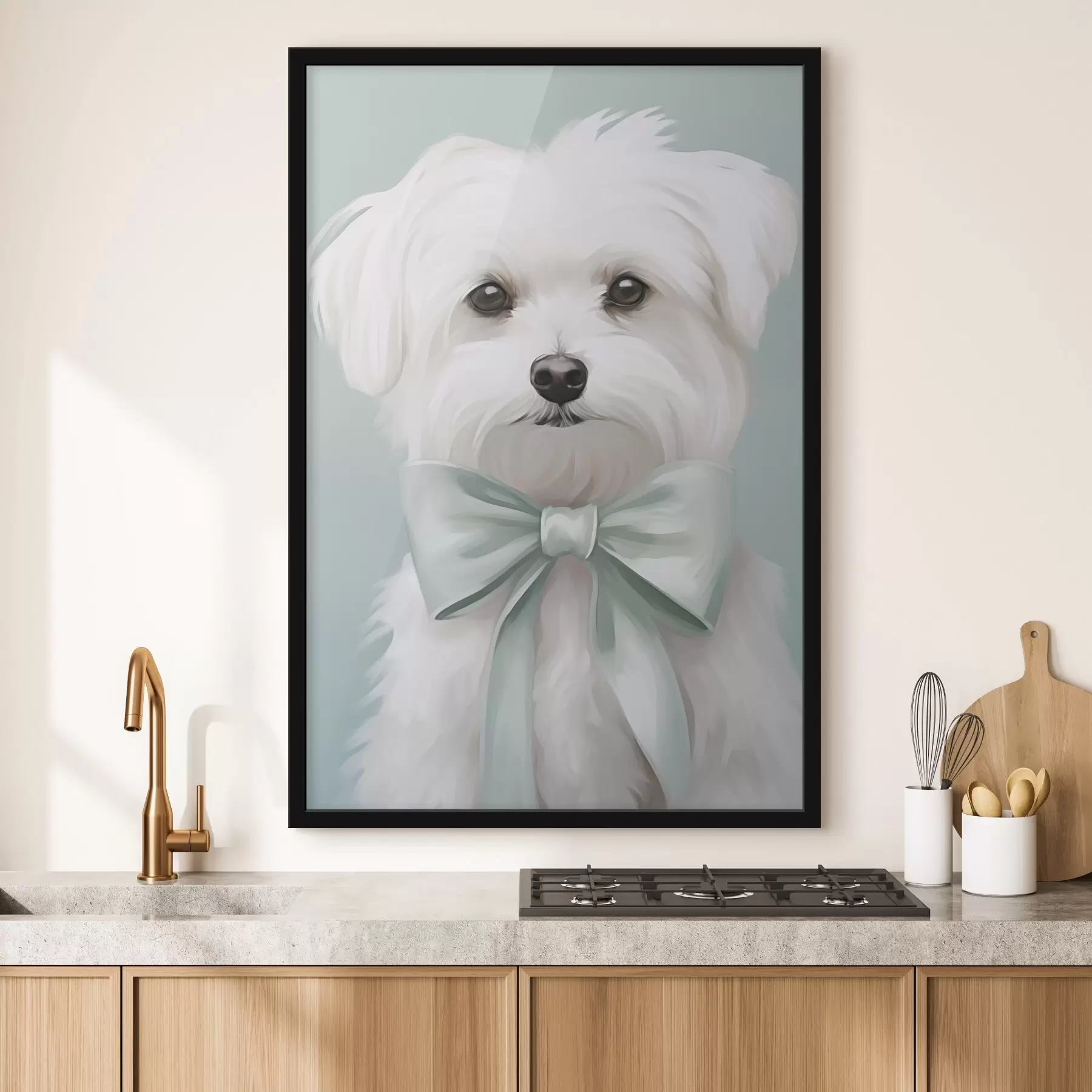 Fotobehang Kleine hond met een strik f47413