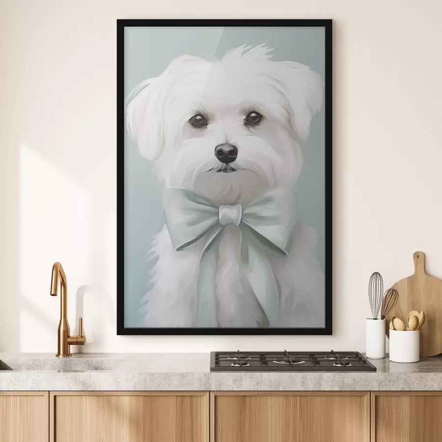 Fotobehang Kleine hond met een strik f47413