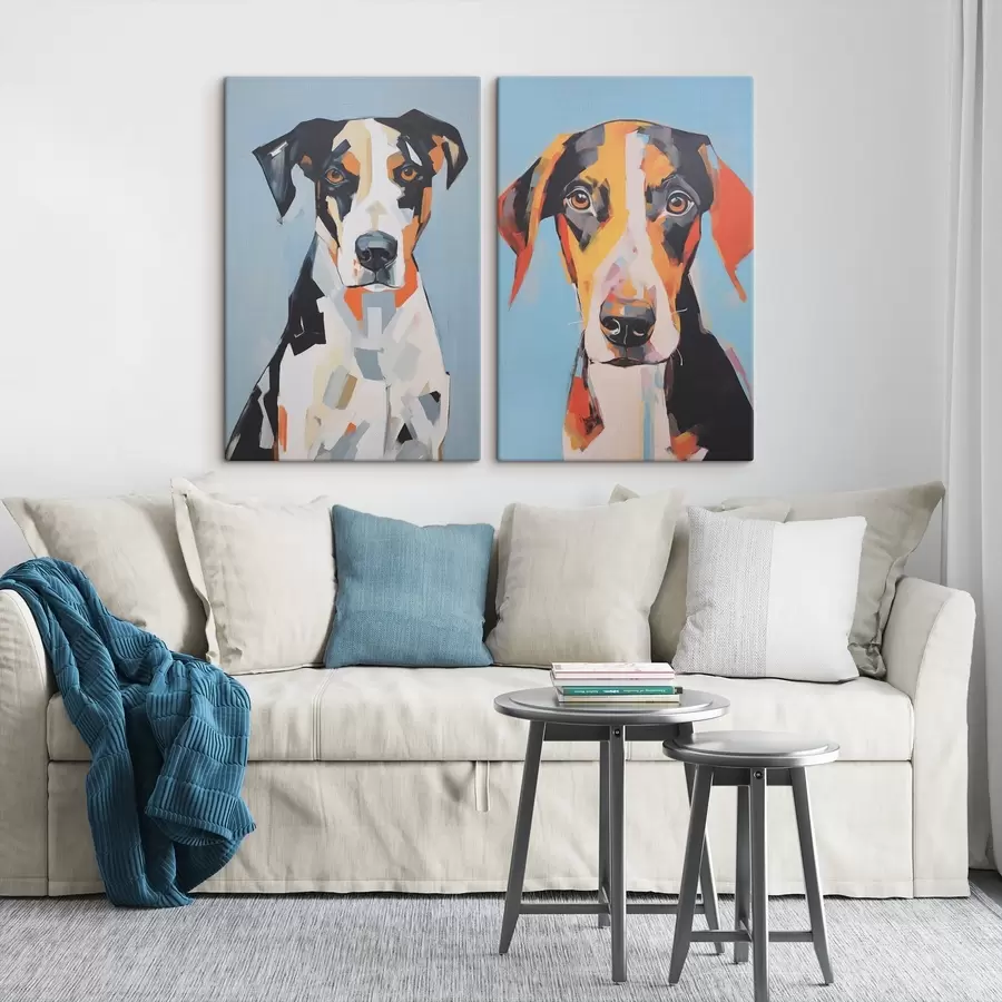  Schilderijen Abstract portret van een hond m01189