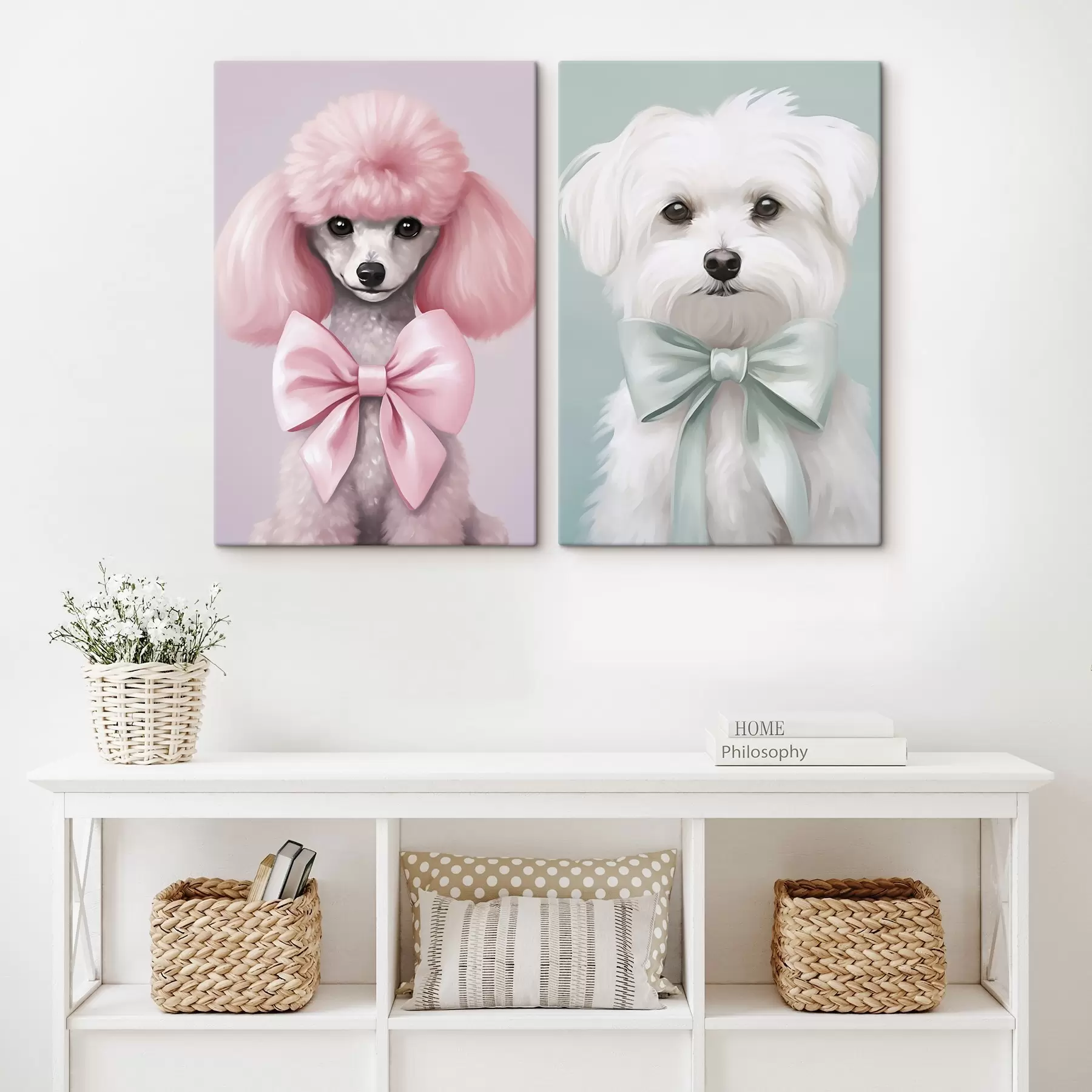  Schilderijen Hond met een strik m01193