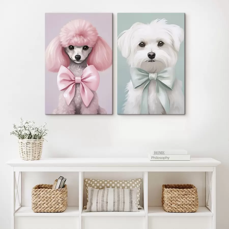  Schilderijen Hond met een strik m01193