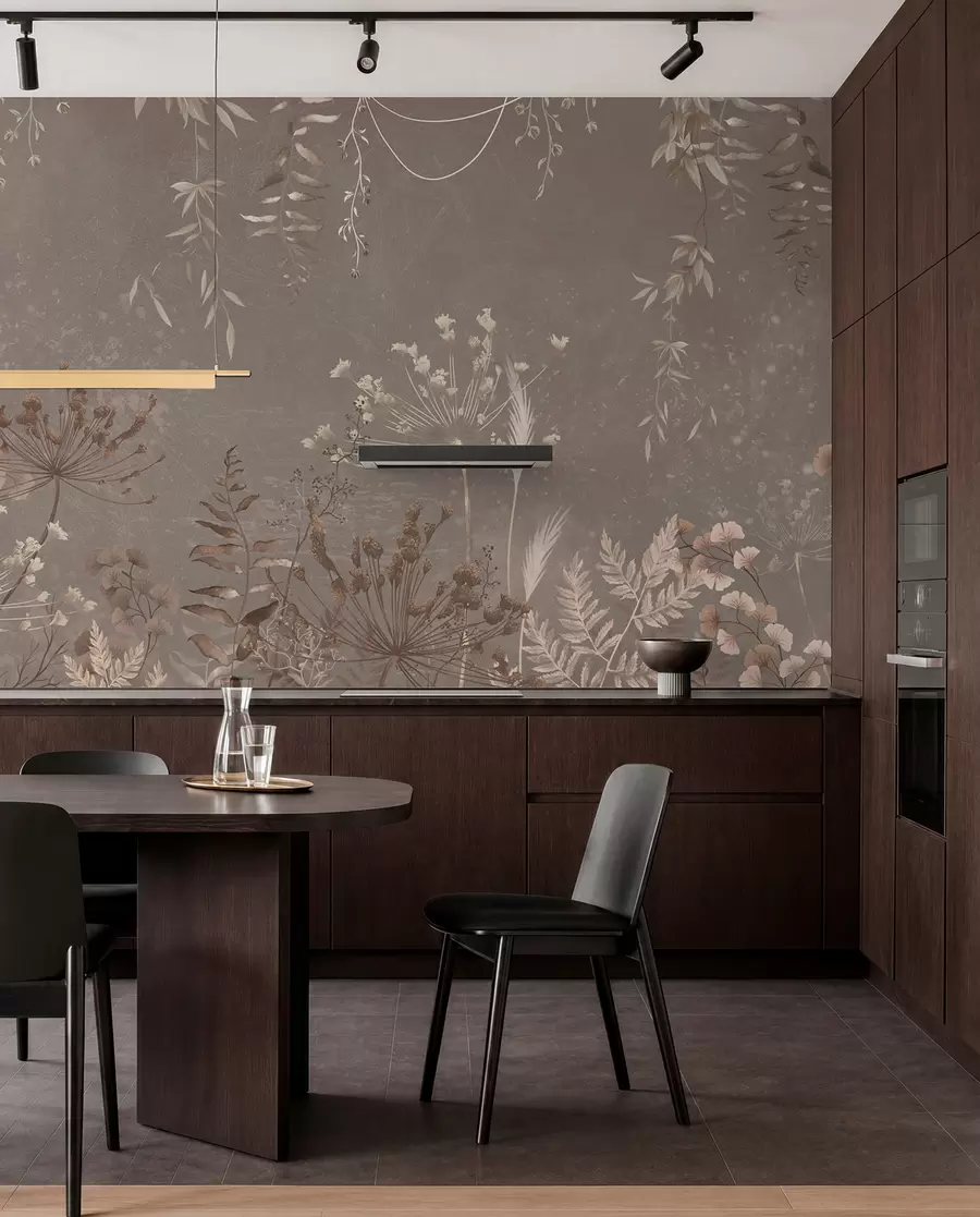 Fotobehang Licht botanisch patroon met bloemen en bladeren w05092v1