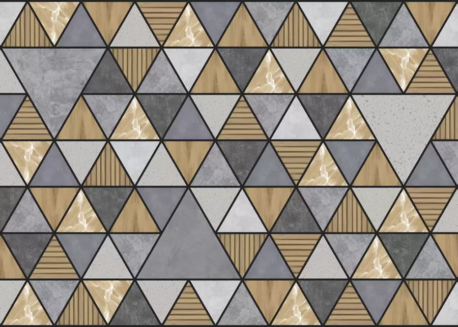 Fotobehang Driehoekig ornament met neutrale en warme kleuren w05096v1