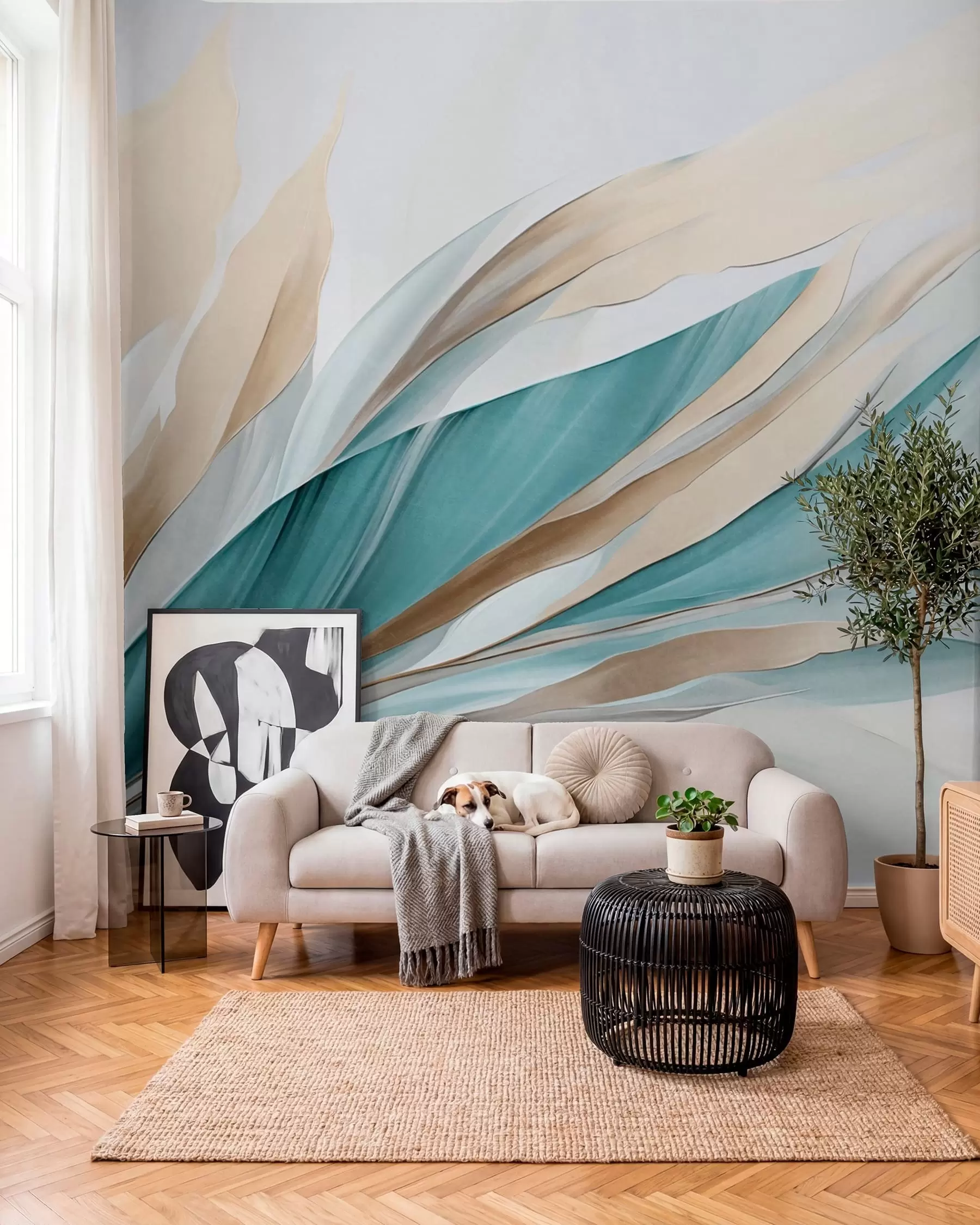 Fotobehang Turquoise stromingen w09585