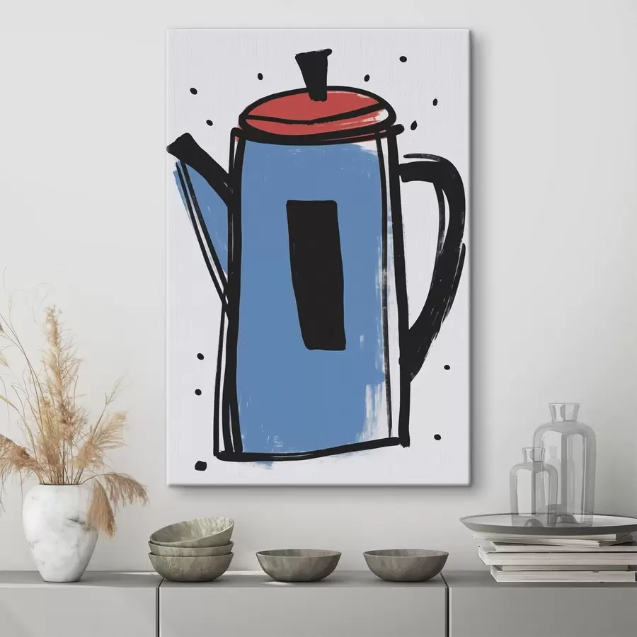  Schilderijen Koffiepot imitatie van een primitieve tekening s47496
