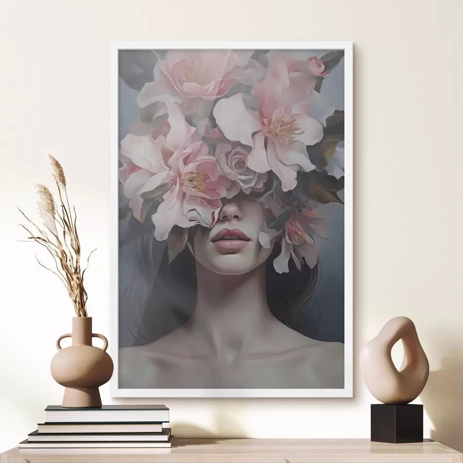 Fotobehang Surrealistisch portret van een vrouw met bloemen f47489