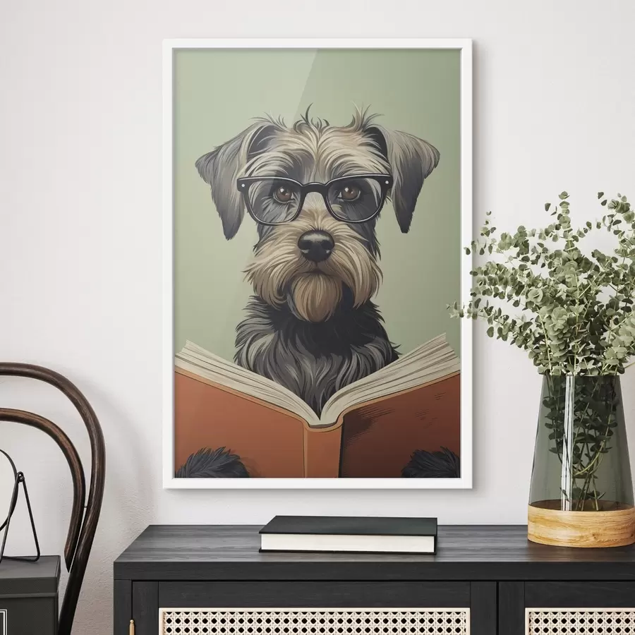 Fotobehang Een hond met een boek f47502