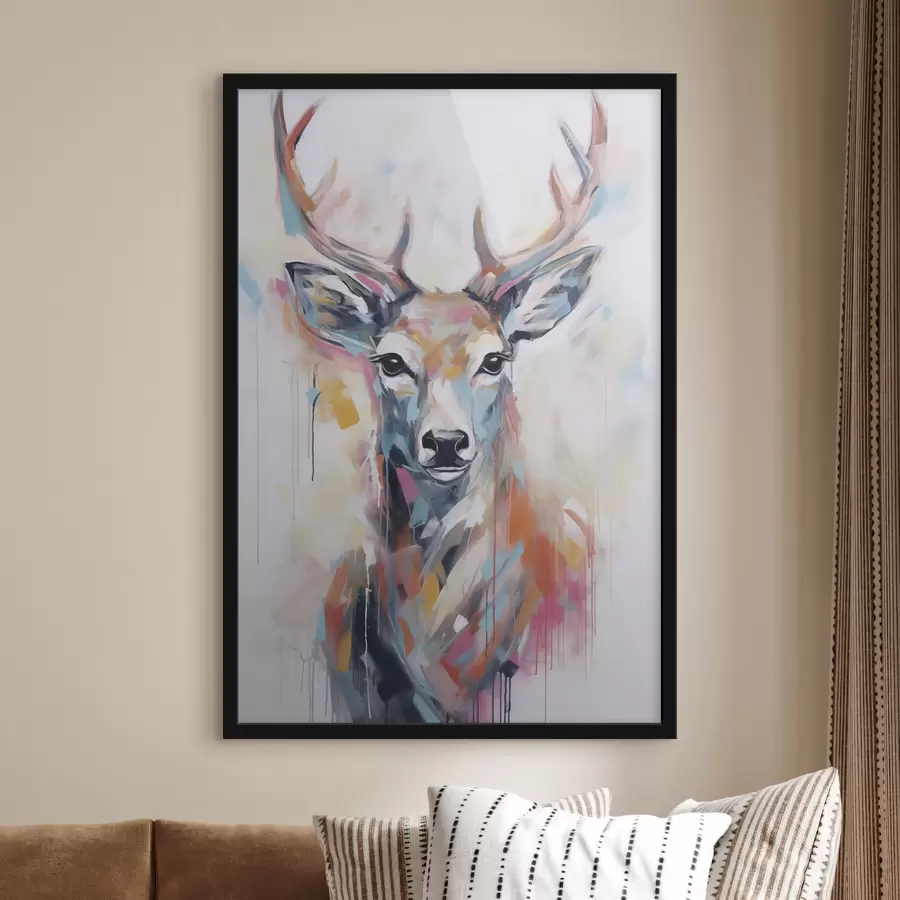 Fotobehang Schilderij met imitatie van herten f47503