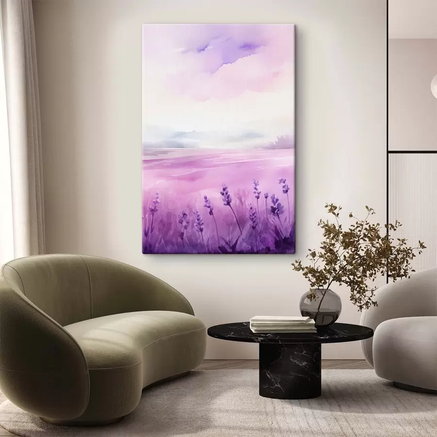  Schilderijen Lavendelveld, imitatie-aquarel s47109