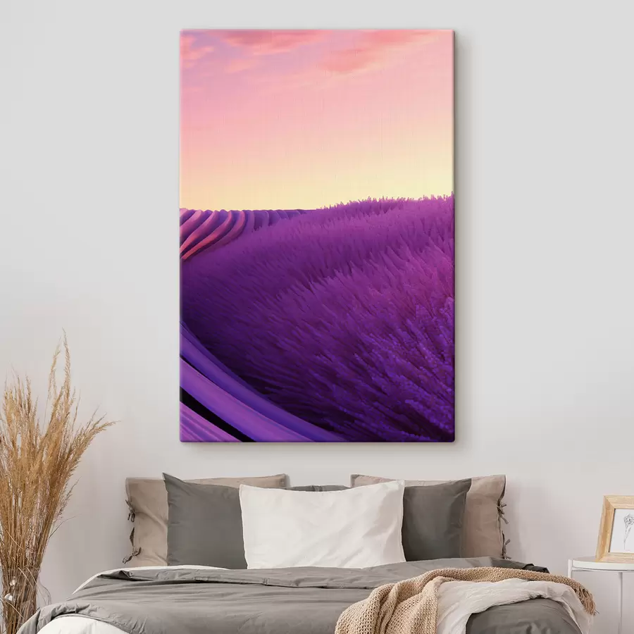  Schilderijen Lavendelveld tegen de zonsondergang s47111