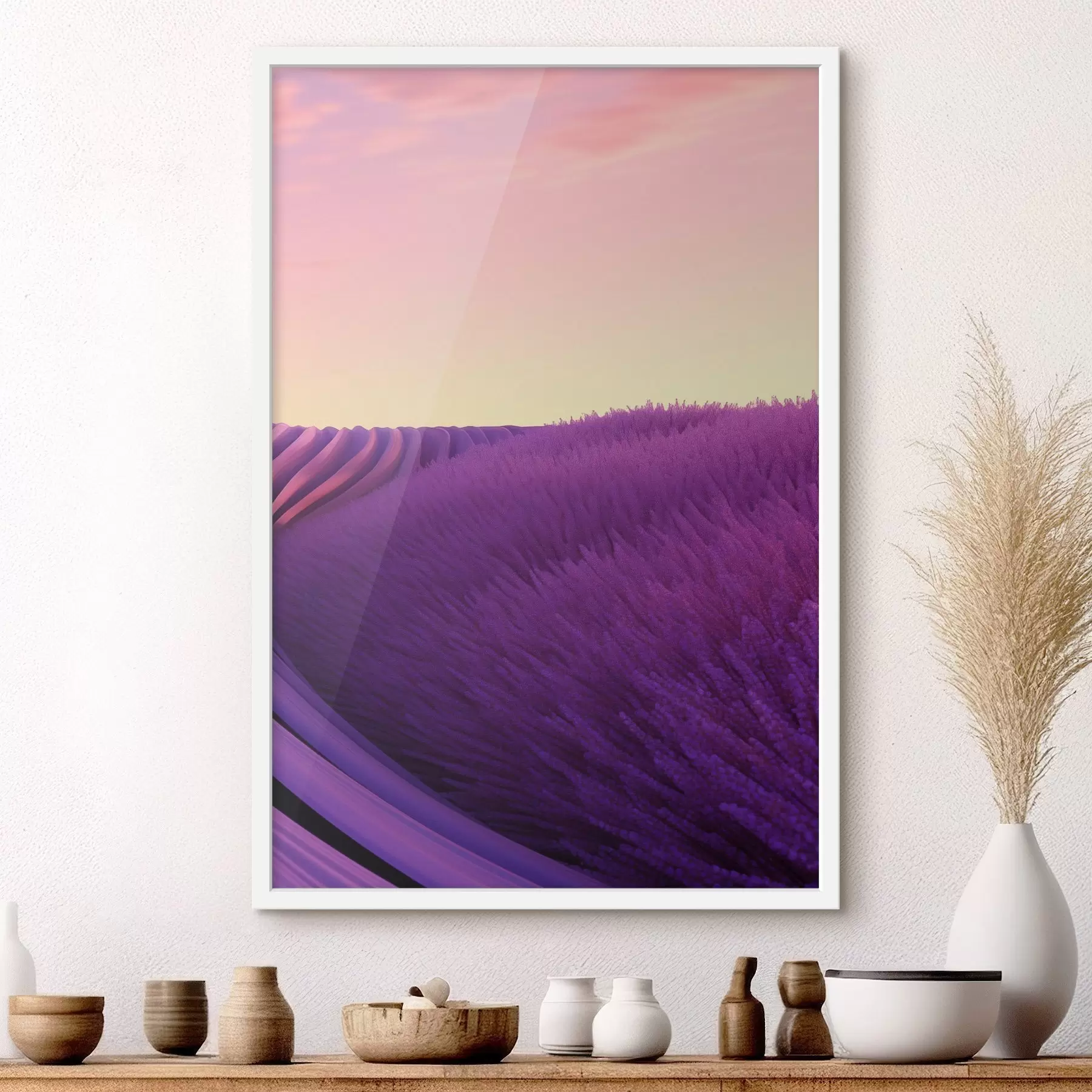 Fotobehang Lavendelveld tegen de zonsondergang f47111