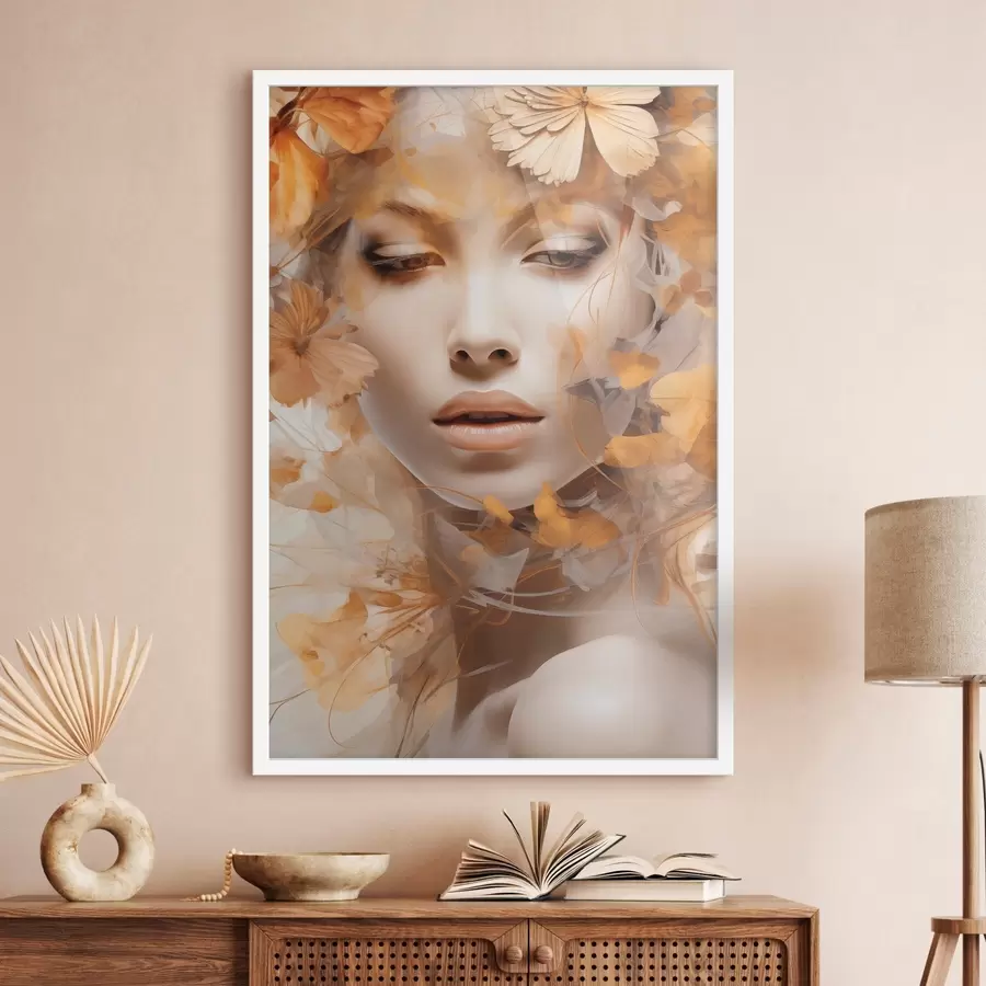 Fotobehang Mensen, meisje en bloemen, imitatiebeeldhouwwerk f47112