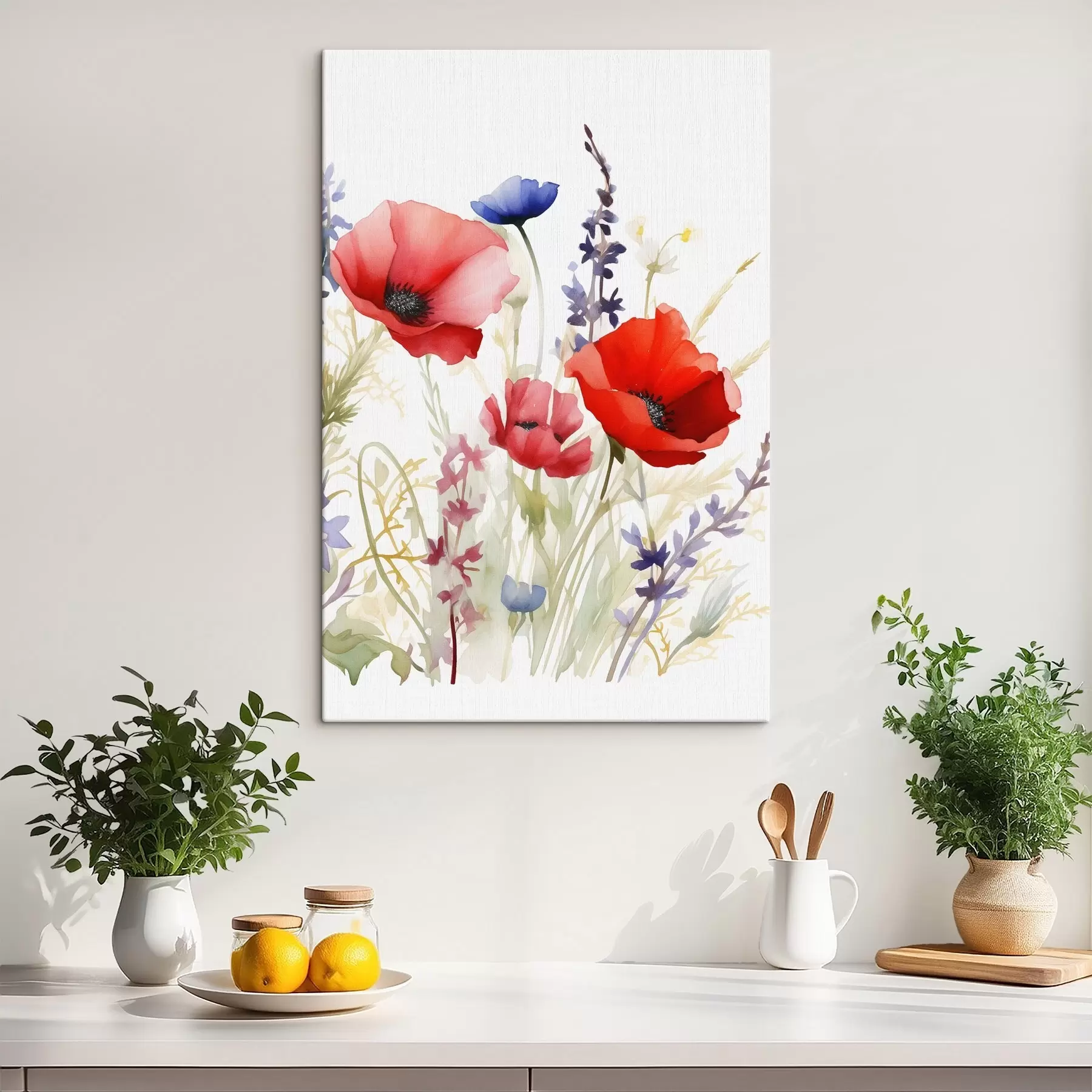  Schilderijen Papaverbloemschermen, imitatie aquarel s46888