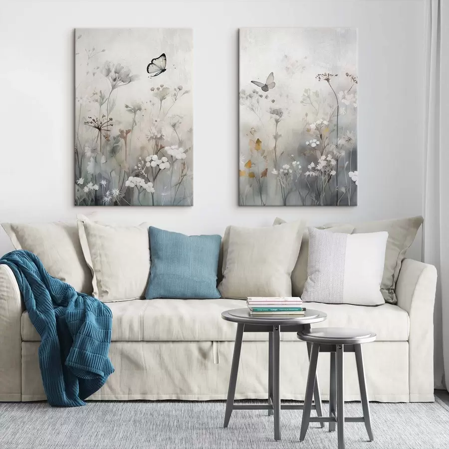  Schilderijen Vlinders en wilde bloemen m01072