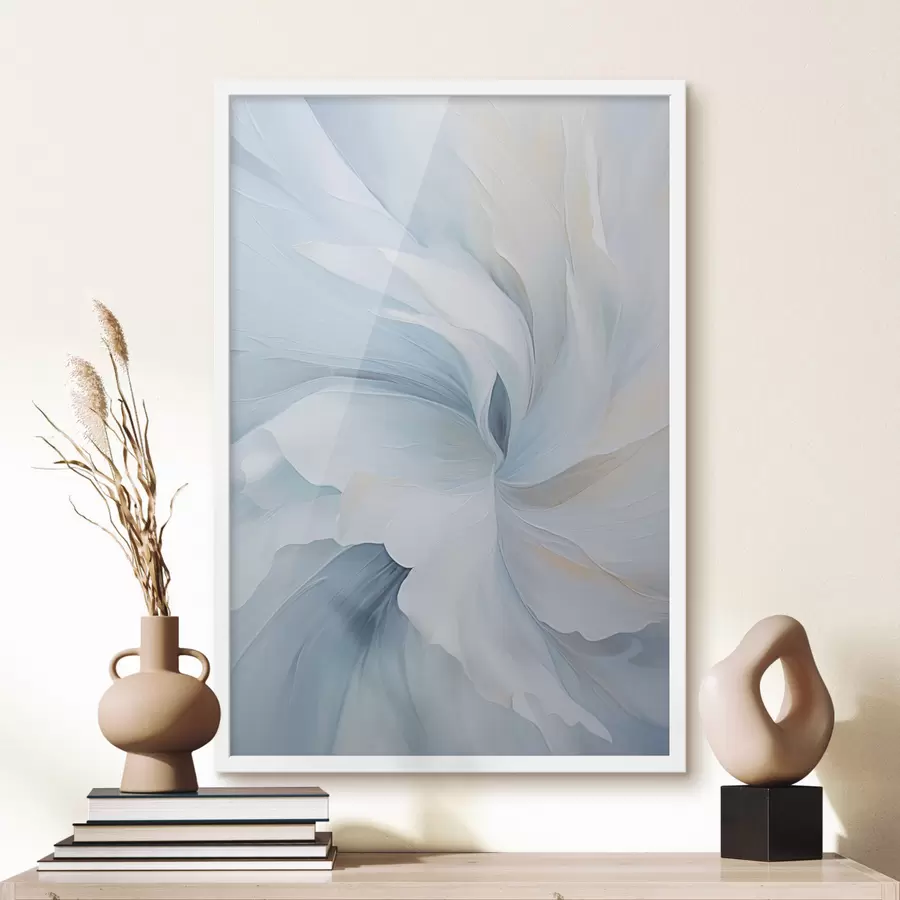 Fotobehang Abstracte, delicate, doorschijnende bloemblaadjes die naar binnen wervelen met zachte verlichting en een schilderachtige textuur. f47437