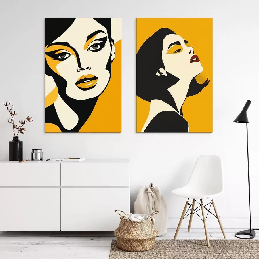  Schilderijen Vrouwelijk portret in gele tinten m01229