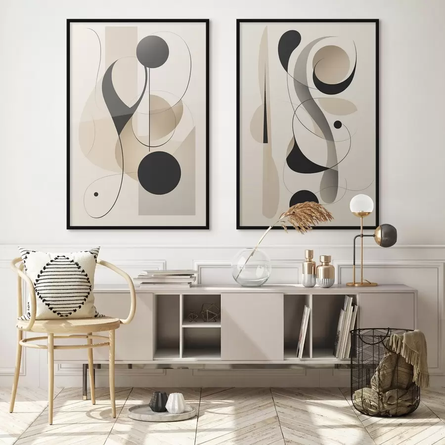 Fotobehang Abstracte compositie met rondingen en vormen d00538