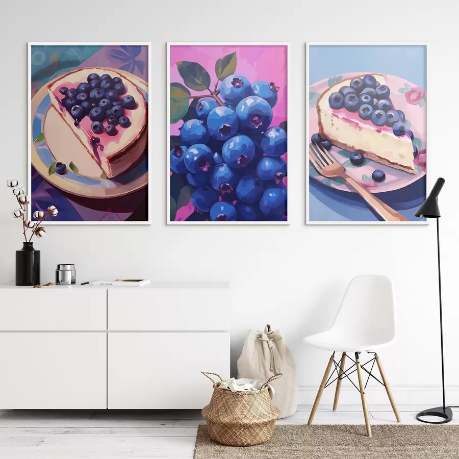 Fotobehang Cheesecake en bosbessen d00547