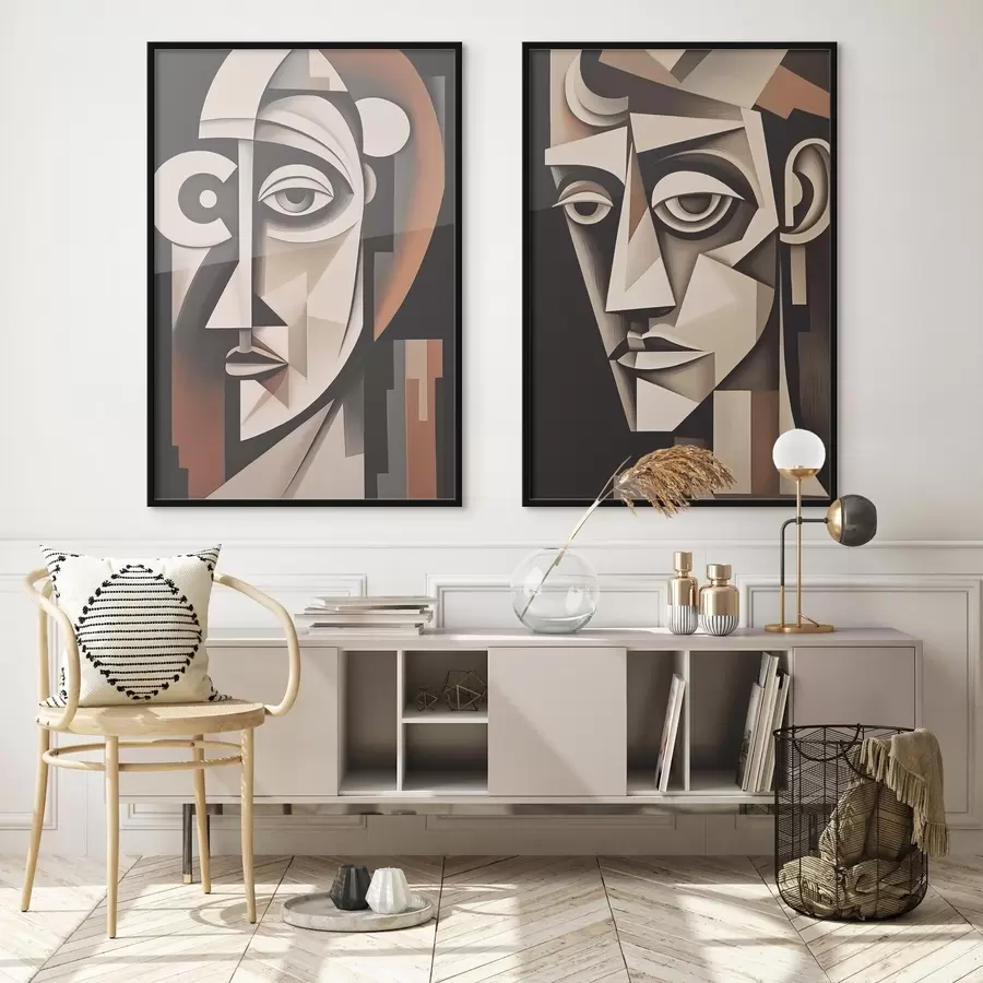 Fotobehang Abstracte portretten in kubistische stijl d00550