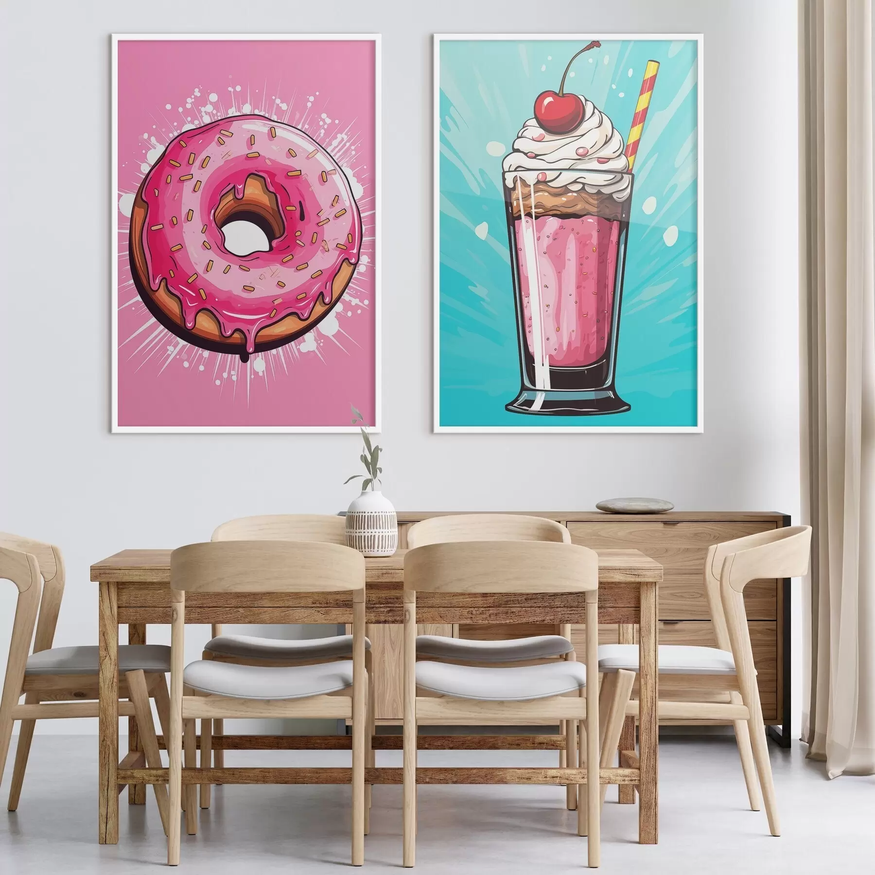 Fotobehang Donut en milkshake d00553