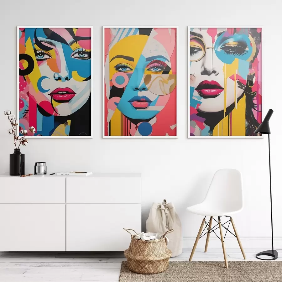 Fotobehang Abstractie van kleurrijke gezichten d00557