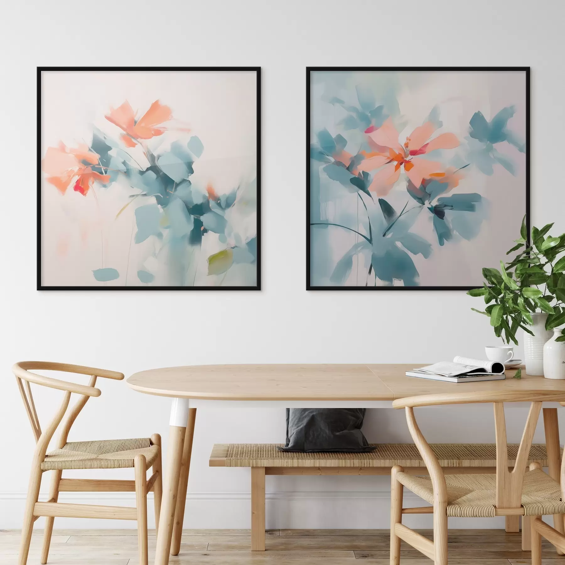 Fotobehang Abstracte bloemen imitatieschilderij d00564