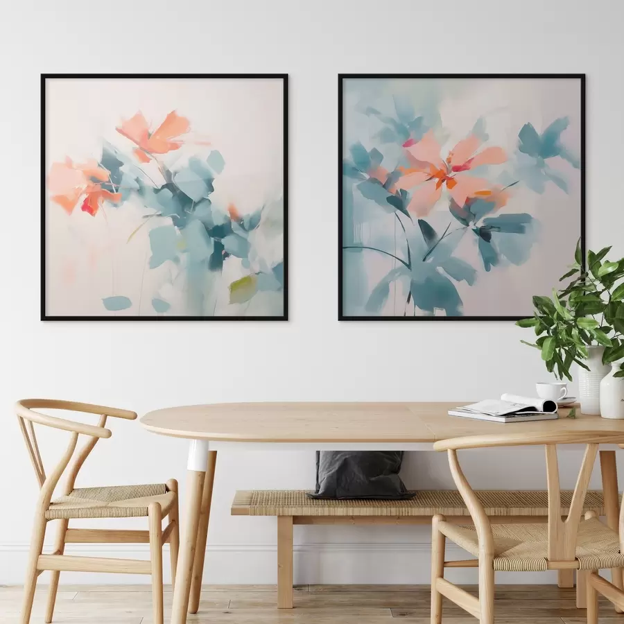 Fotobehang Abstracte bloemen imitatieschilderij d00564