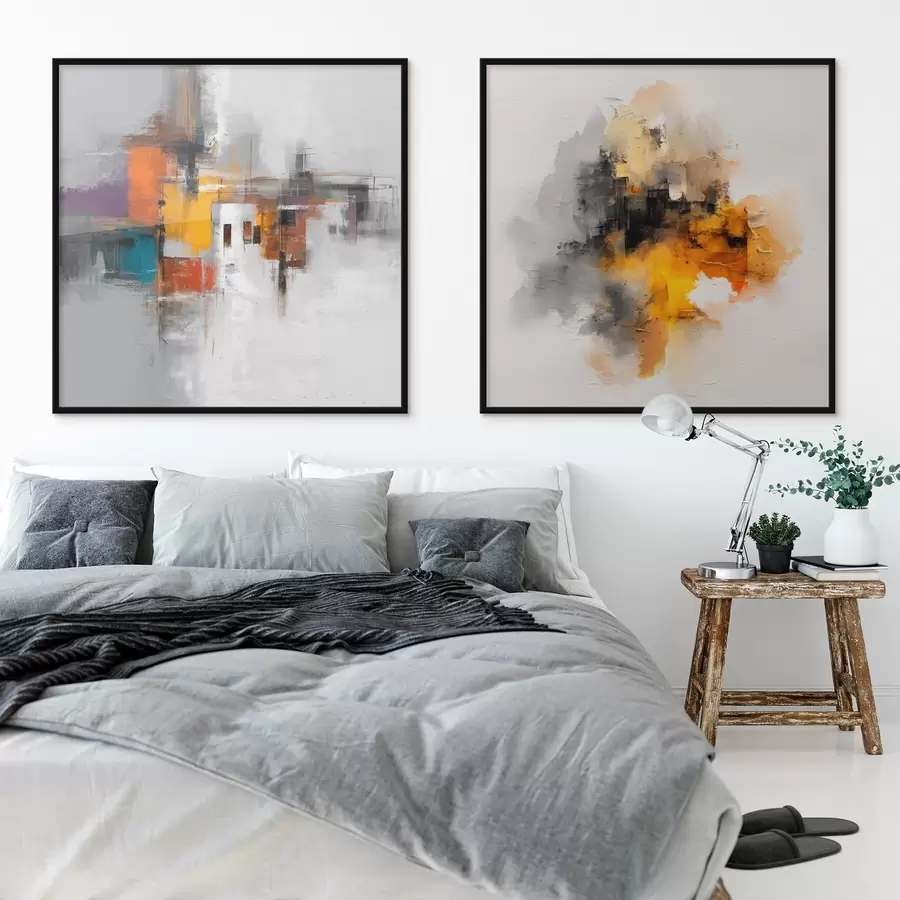 Fotobehang Expressieve stad: kunstcompositie met contrasterende kleuren d00566