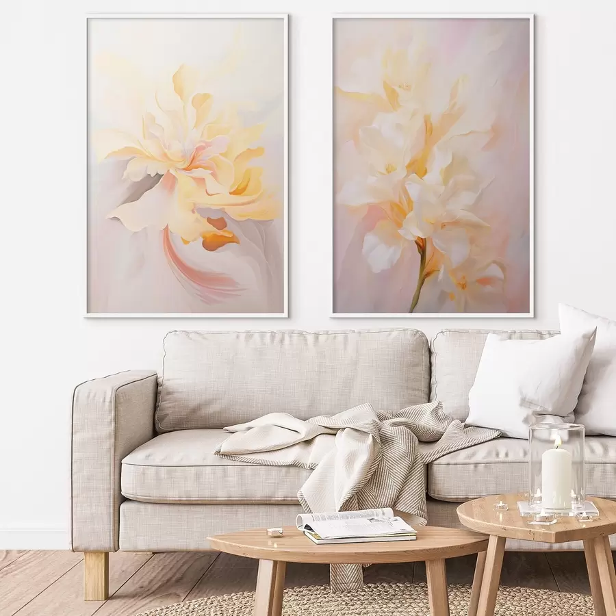 Fotobehang Delicaat tweeluik in aquarelstijl met kleurovergangen d00576