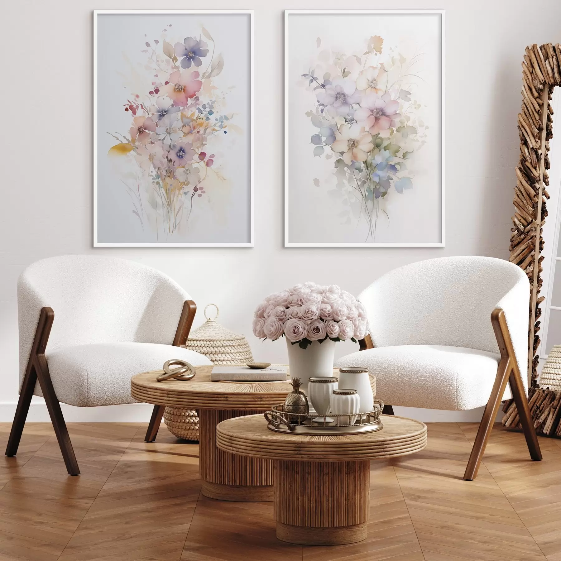 Fotobehang Bloemen imitatie van aquarel d00590
