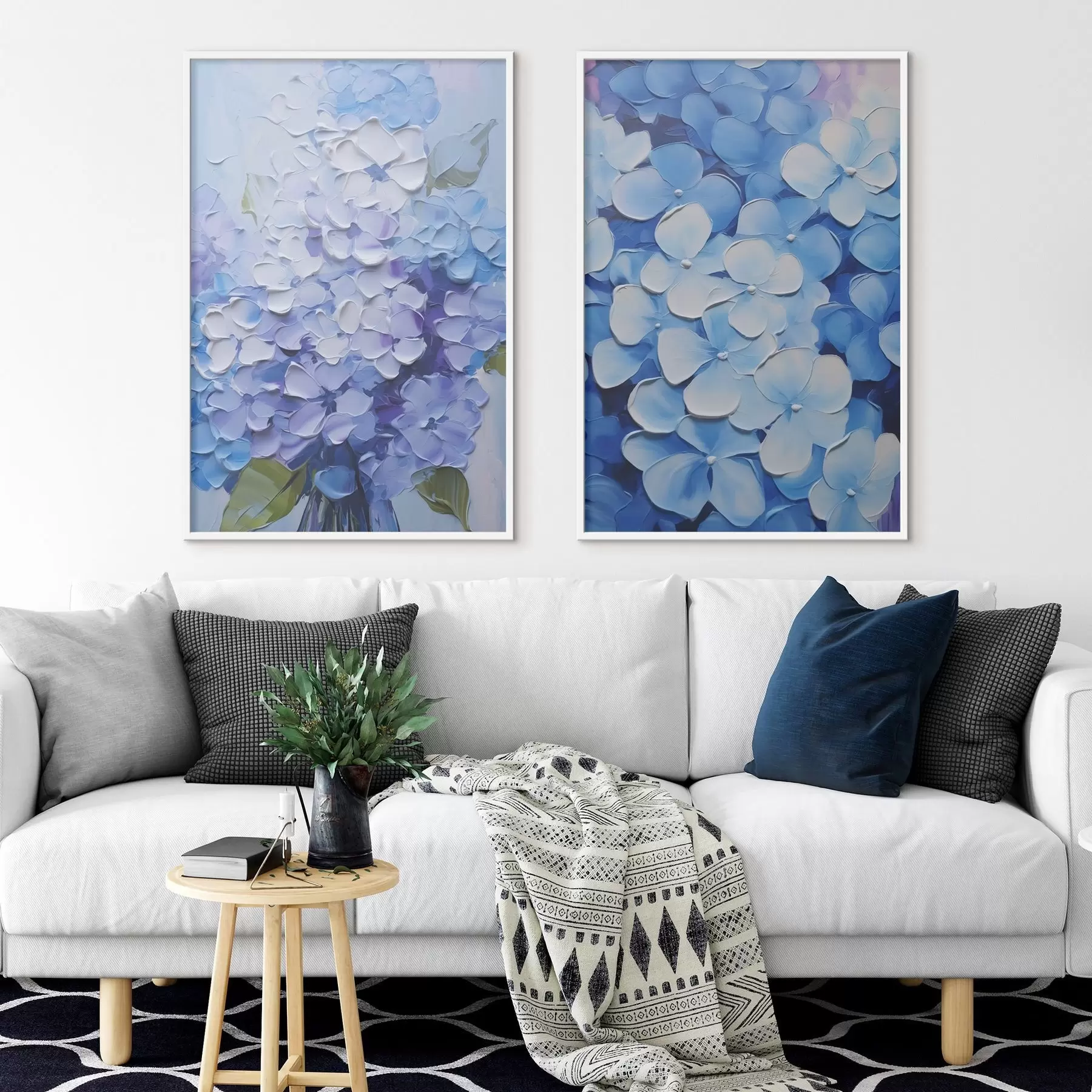 Fotobehang Hortensia imitatieschilderij d00591