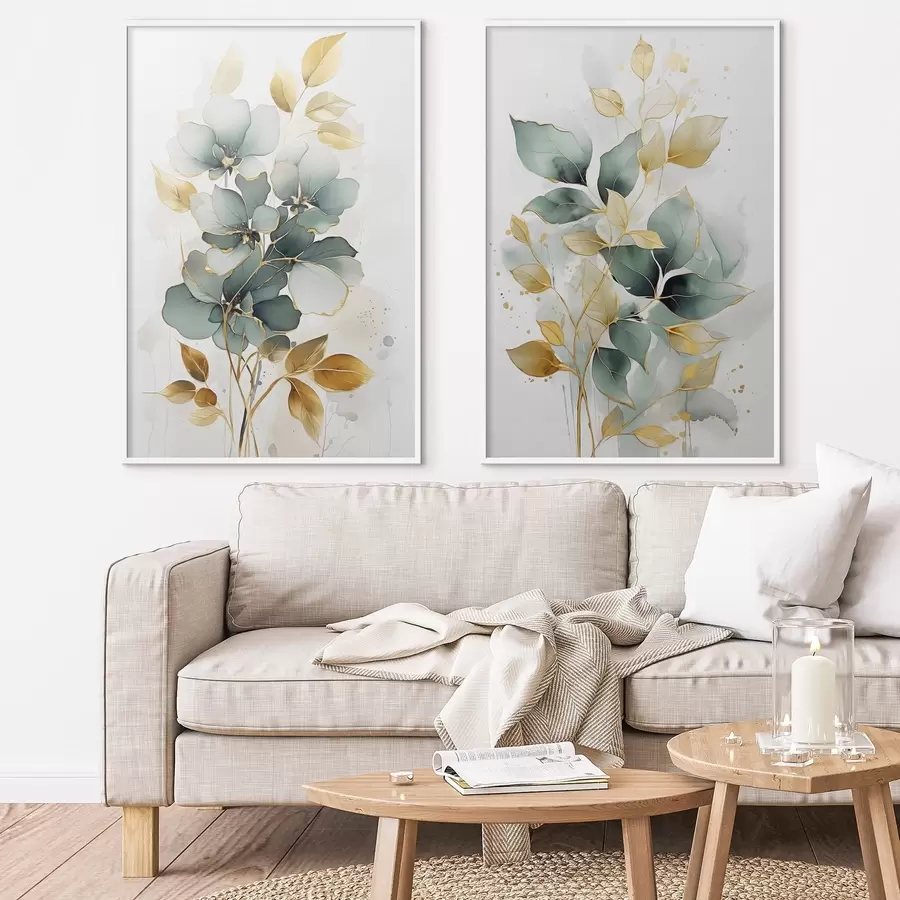 Fotobehang Abstracte takken met bladeren d00610