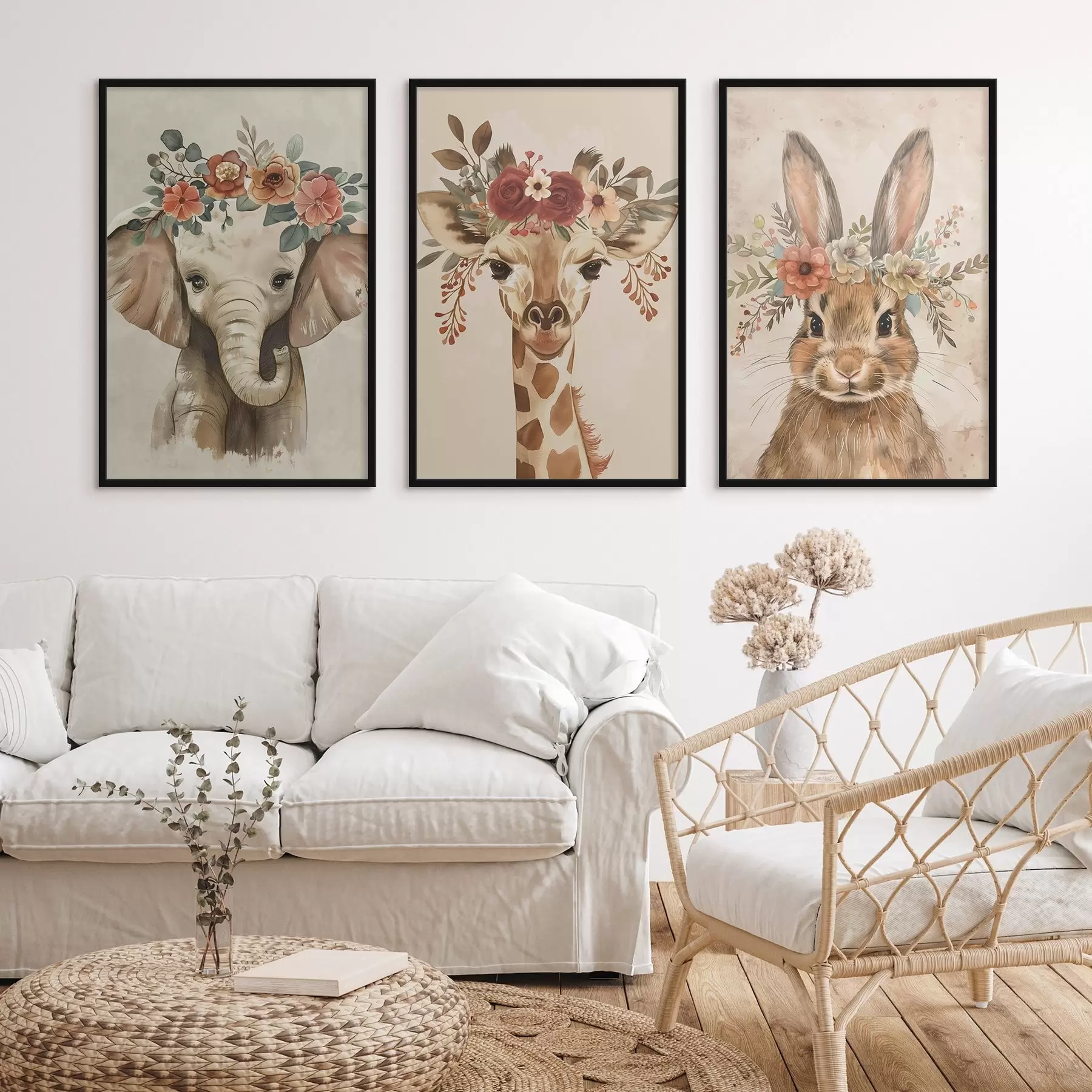 Fotobehang Schattige dieren in aquarelstijl d00614
