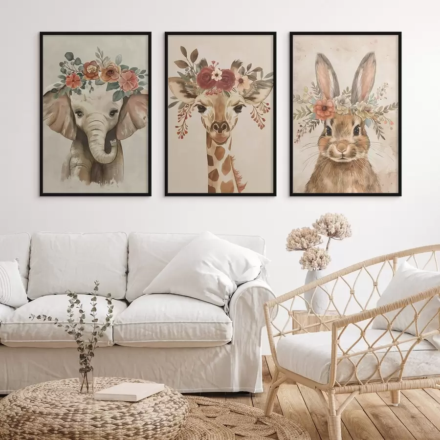 Fotobehang Schattige dieren in aquarelstijl d00614