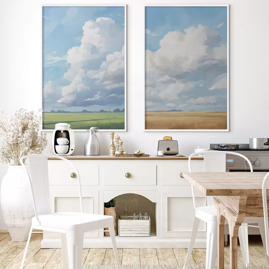 Fotobehang Veld tegen de lucht met enorme wolken d00624