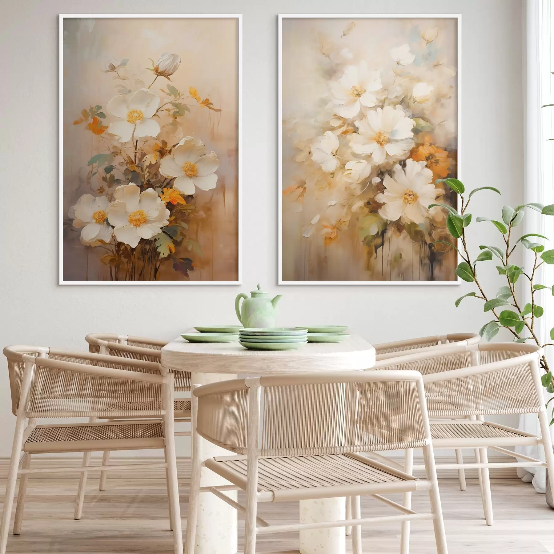 Fotobehang Wilde bloemen: decoratieve compositie met onscherpe verf d00635