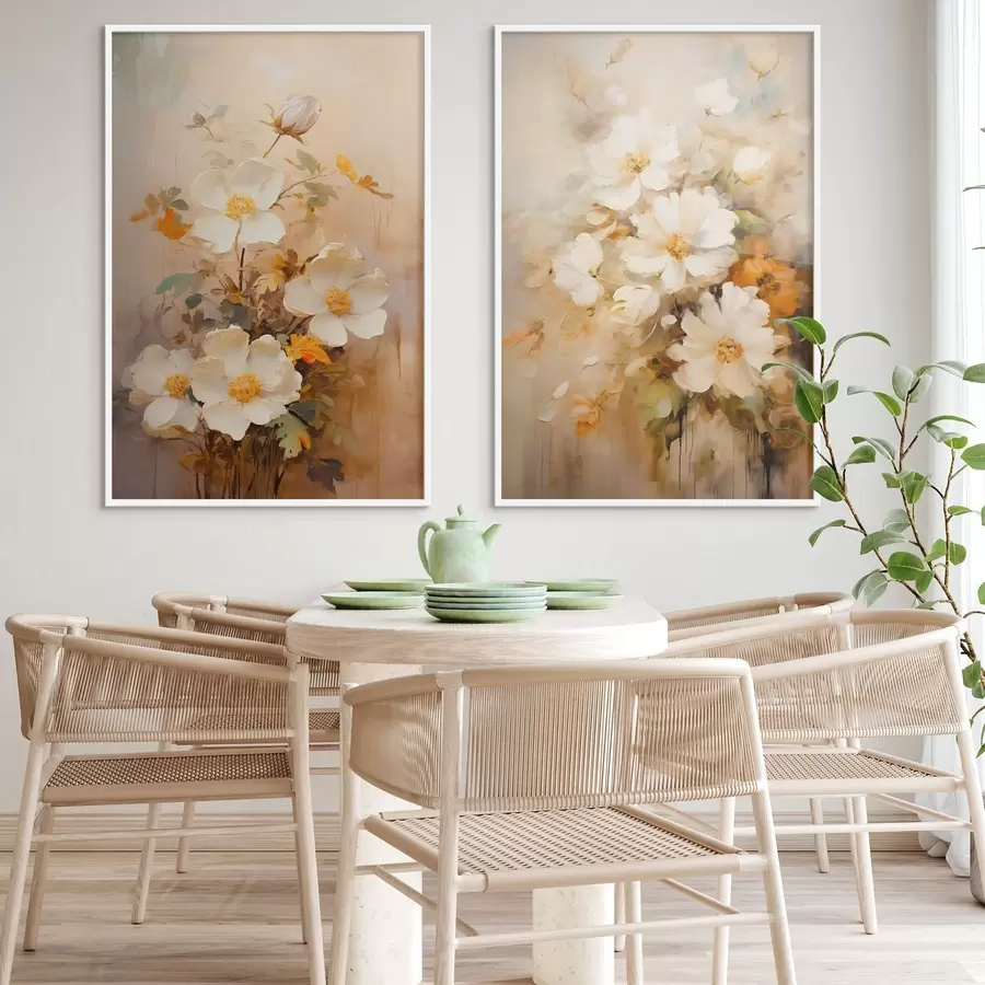 Fotobehang Wilde bloemen: decoratieve compositie met onscherpe verf d00635