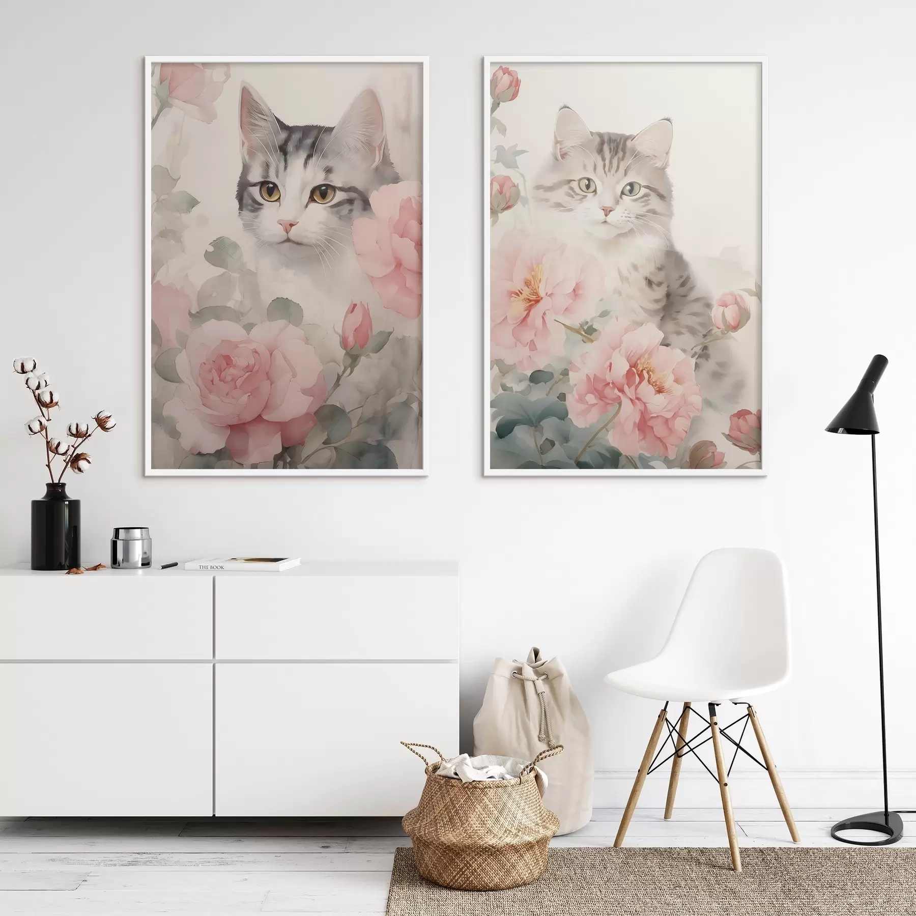 Fotobehang Kat tussen bloemen d00676