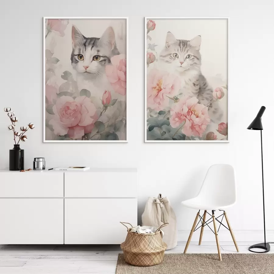Fotobehang Kat tussen bloemen d00676