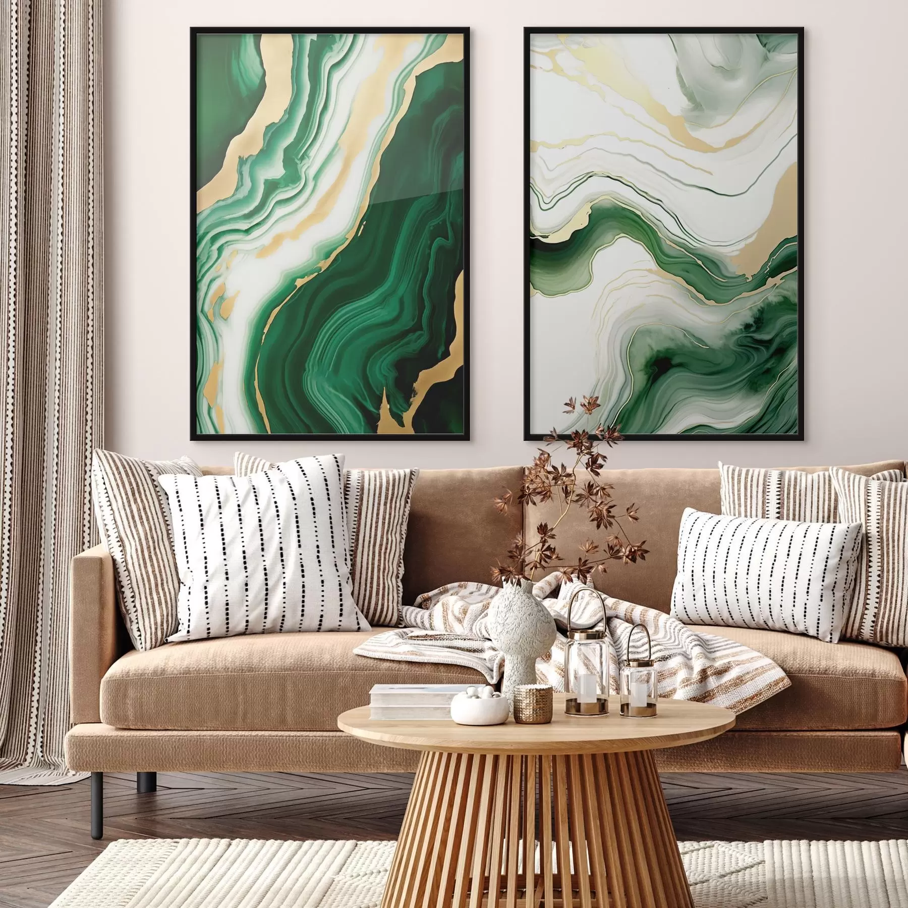 Fotobehang Groen en wit marmer met oranje-gele aderen d00688