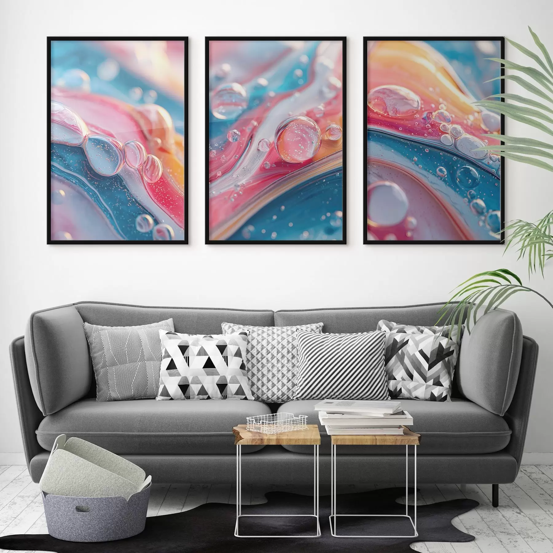 Fotobehang veelkleurige golven met bubbels d00698