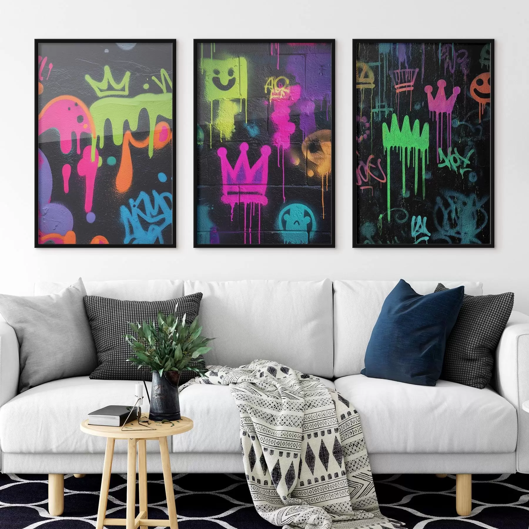 Fotobehang heldere straatkunst op een donkere achtergrond d00703