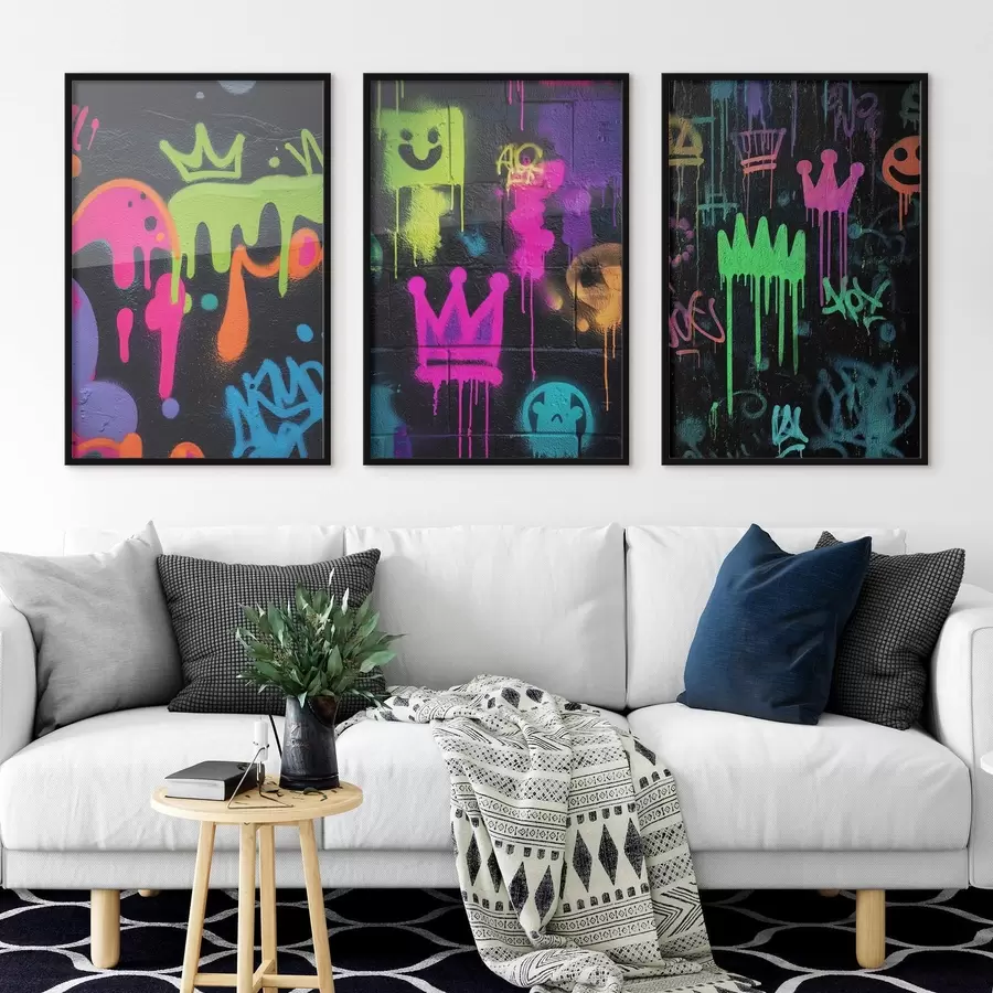 Fotobehang heldere straatkunst op een donkere achtergrond d00703