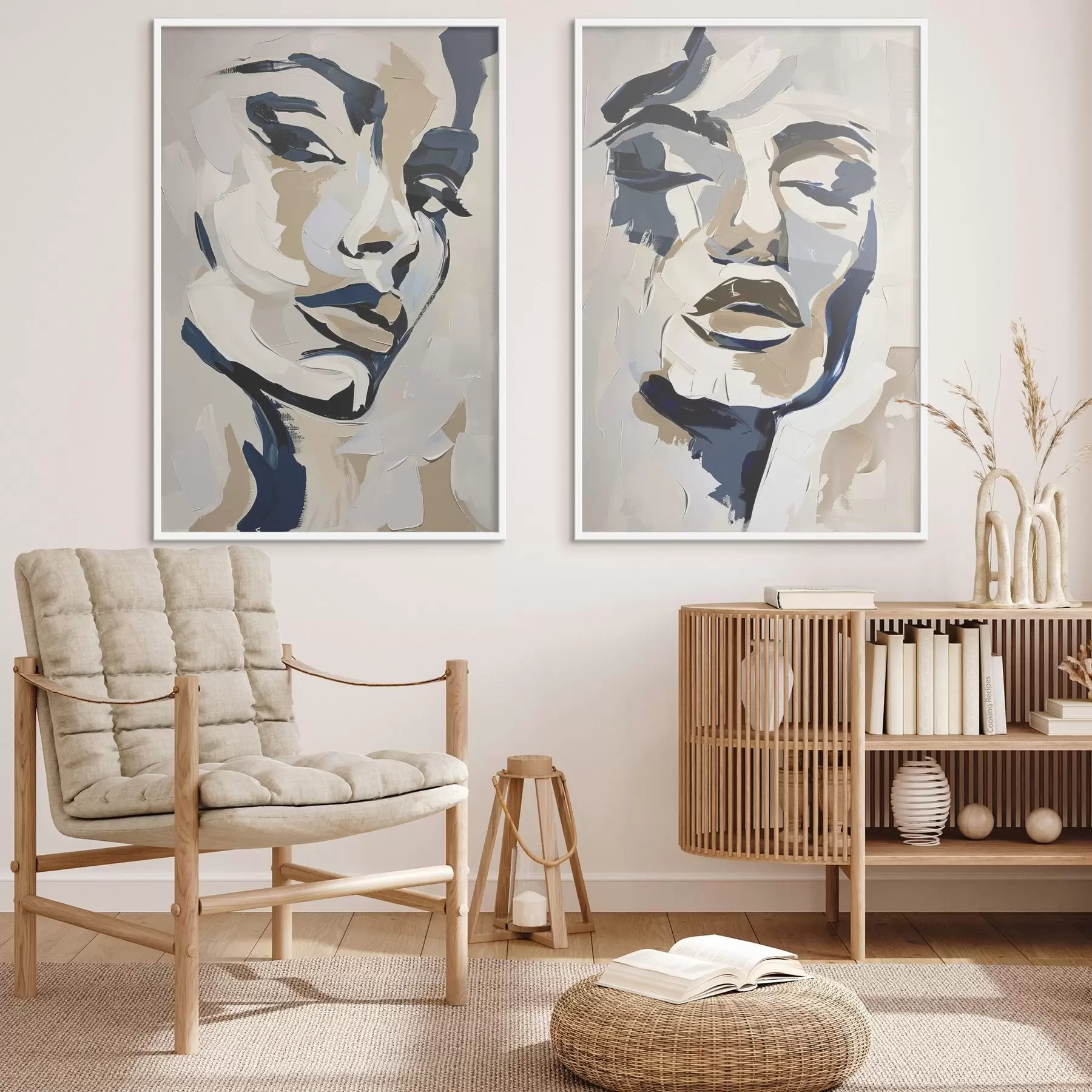 Fotobehang Abstracte gezichten van vrouwen met imitatiepenseelstreken d00713