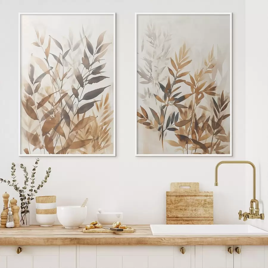 Fotobehang Delicate takken met bladeren d00715