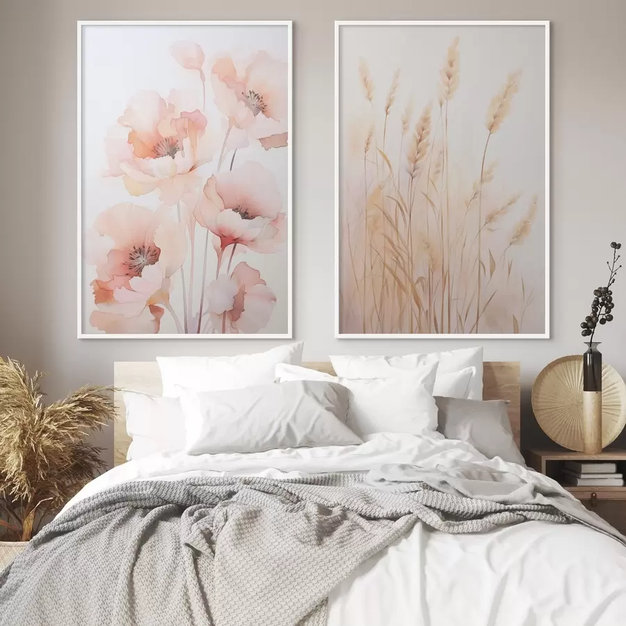 Fotobehang Klaprozen en aartjes imitatie aquarel d00723