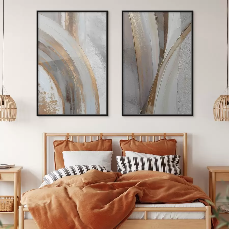 Fotobehang Abstracte grijze en gele bogen in een moderne stijl d00749