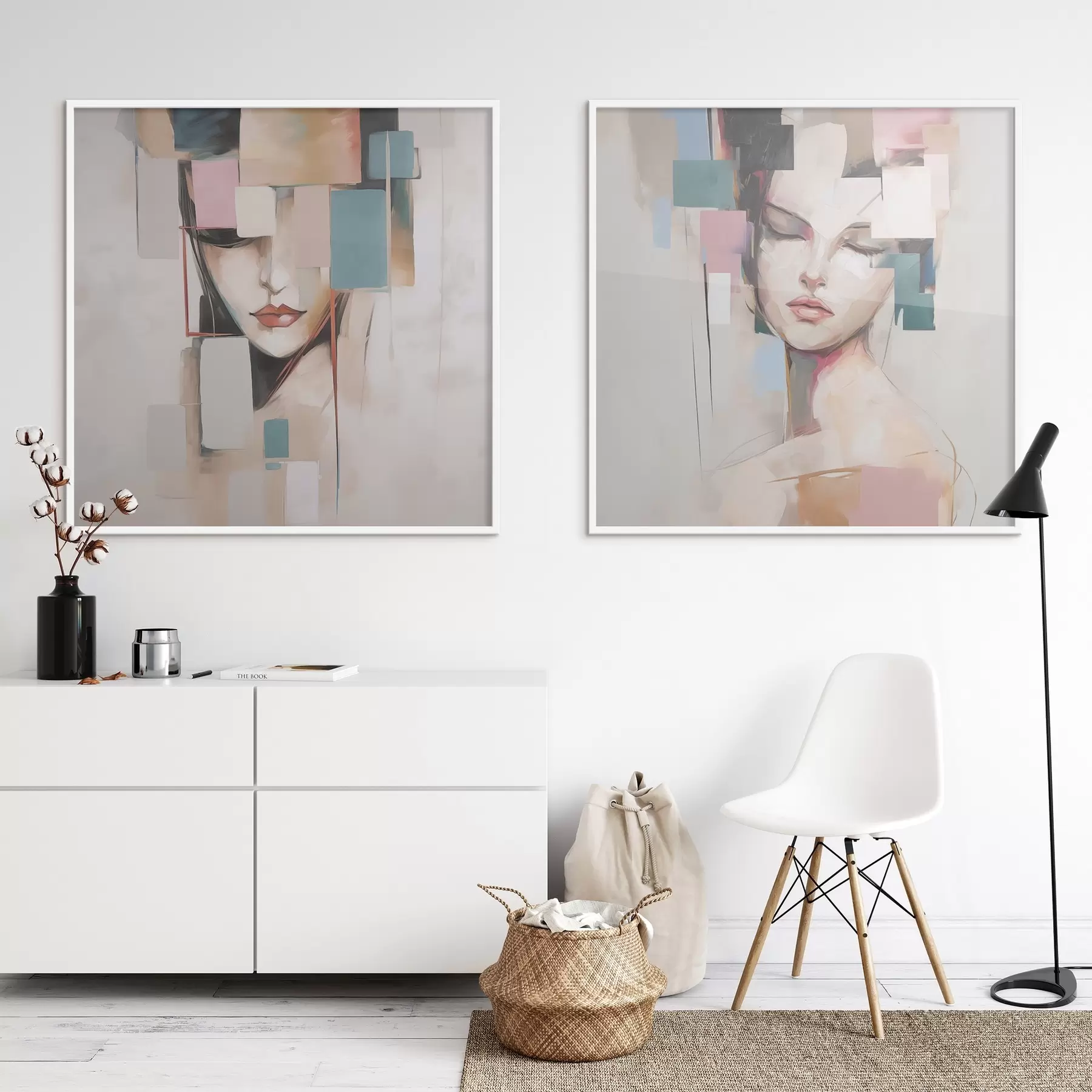 Fotobehang Abstract portret imitatie van schilderij d00755