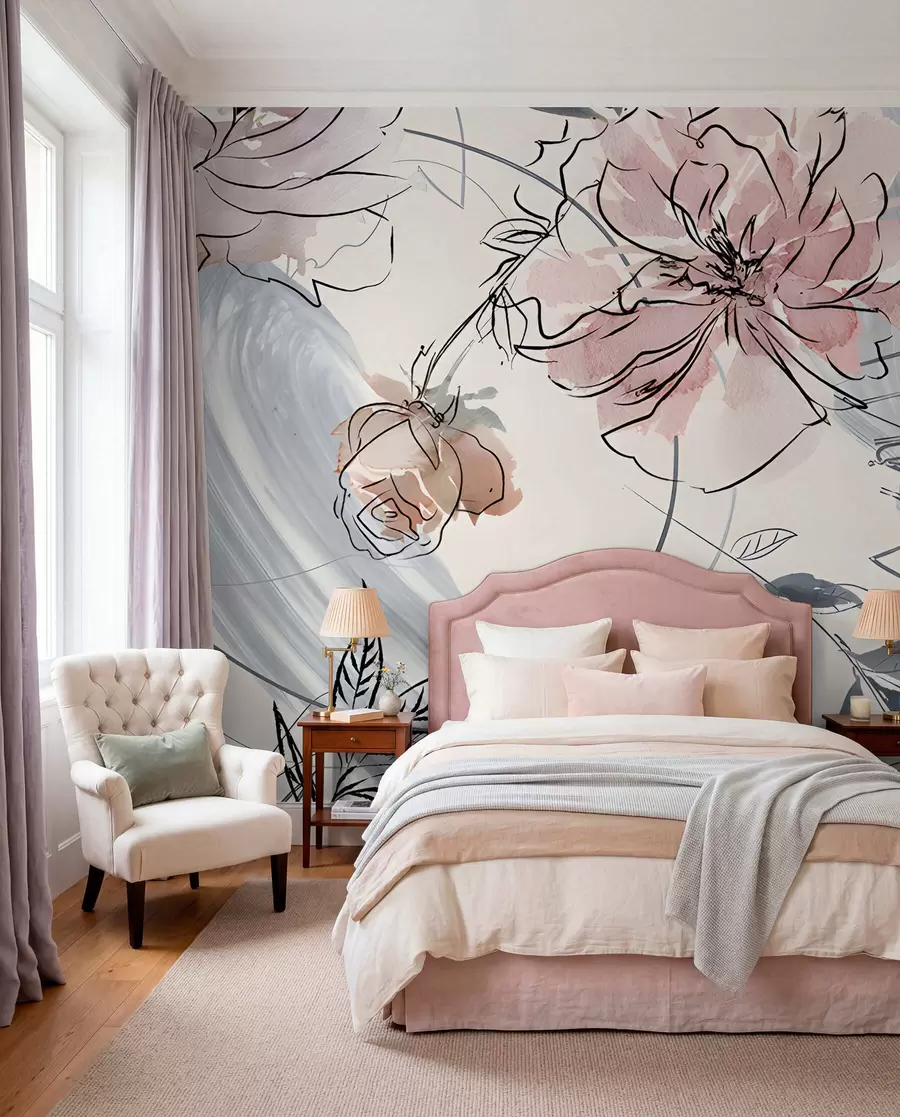 Fotobehang Aquarel bloemen u71515
